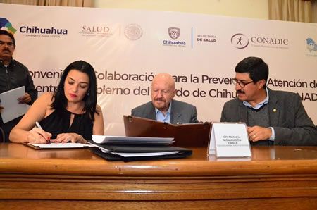 Firman CONADIC y Gobierno del Estado de Chihuahua un convenio de colaboración para prevenir y controlar adicciones